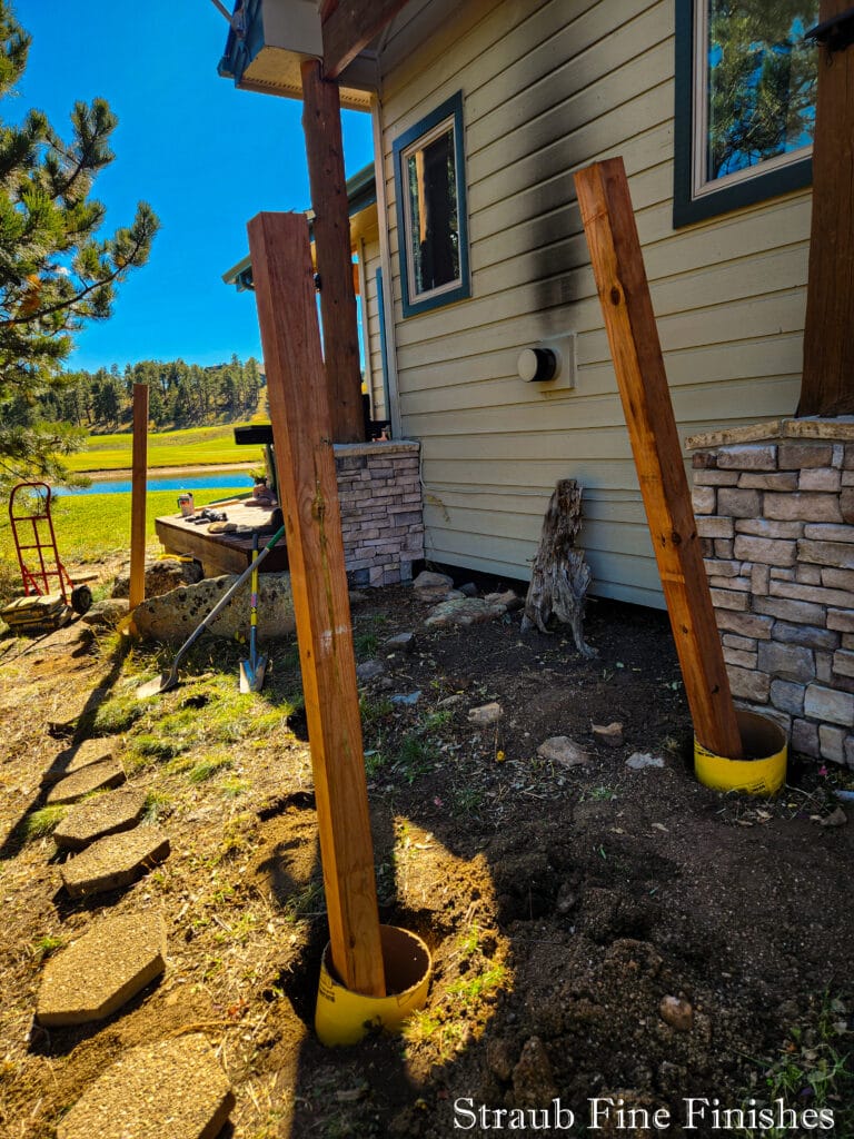 Cement Form Placement and Fence Post Placement for Courtyard