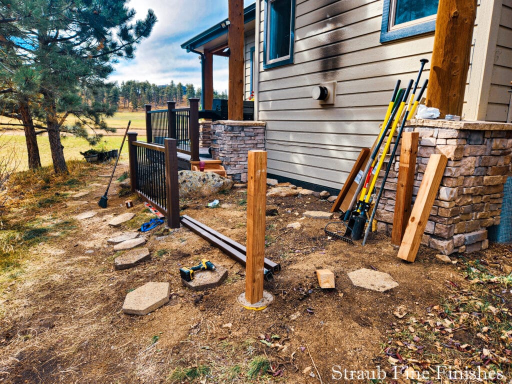 Finishing up the courtyard for remaining rails and posts. 