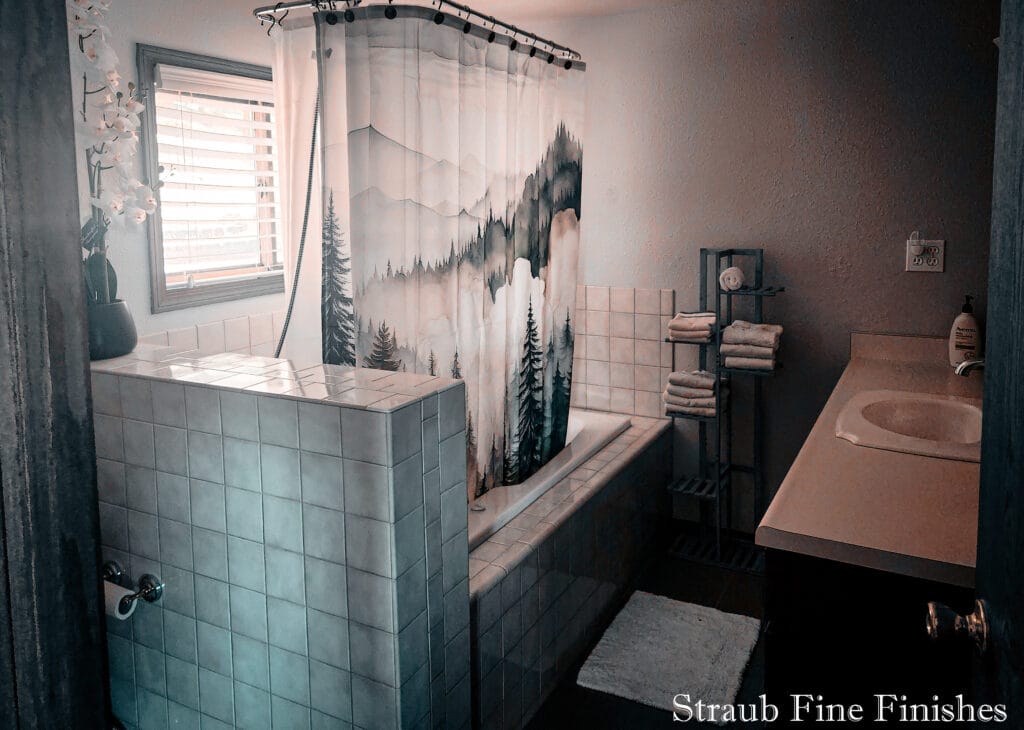 Bathroom tub surround mountain shower curtain 2